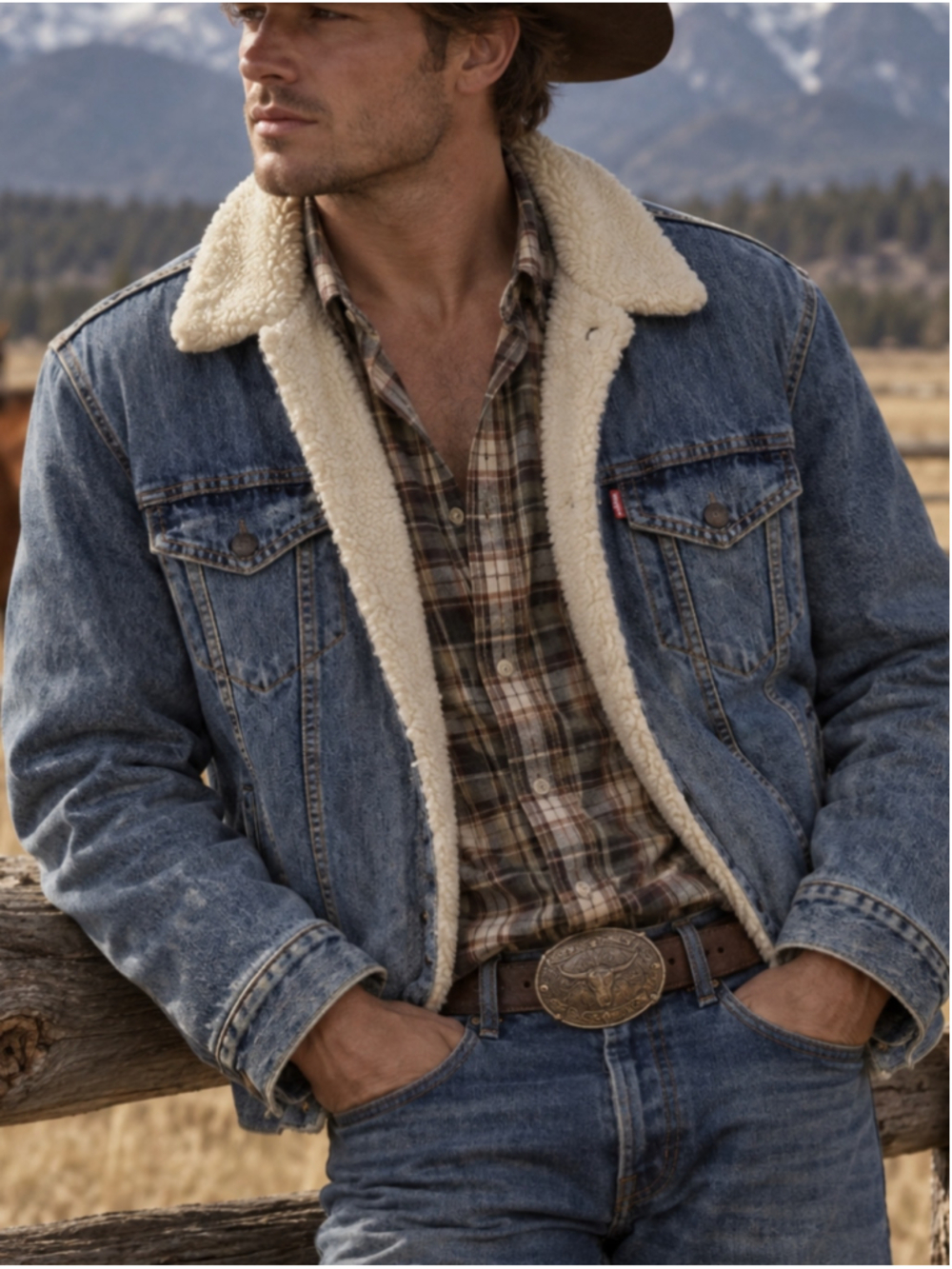 Levi’s Type III Sherpa Lined Denim Trucker Jacket Men’s Size Medium Blue